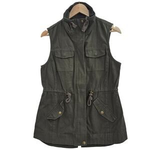 Sebby Womens Cargo Gorp Utility Military Safari High Neck Cinched Vest S
